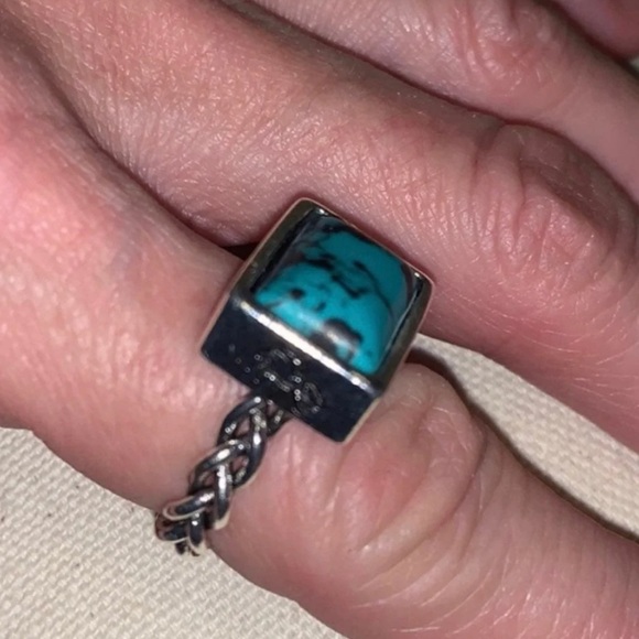 Turquoise Horse Ring rope ring - Picture 2 of 10